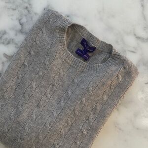 Aran Crafts Heather Gray Cable Knit Sweater